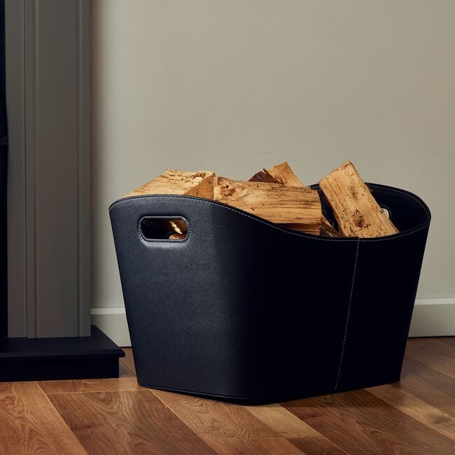 Silverflame 22" Leather Log Basket 